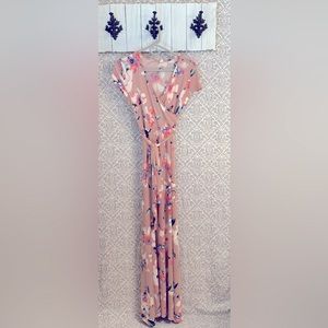 XL | Pink Short Sleeve Full Length Maternity Dress "Pinkblush"